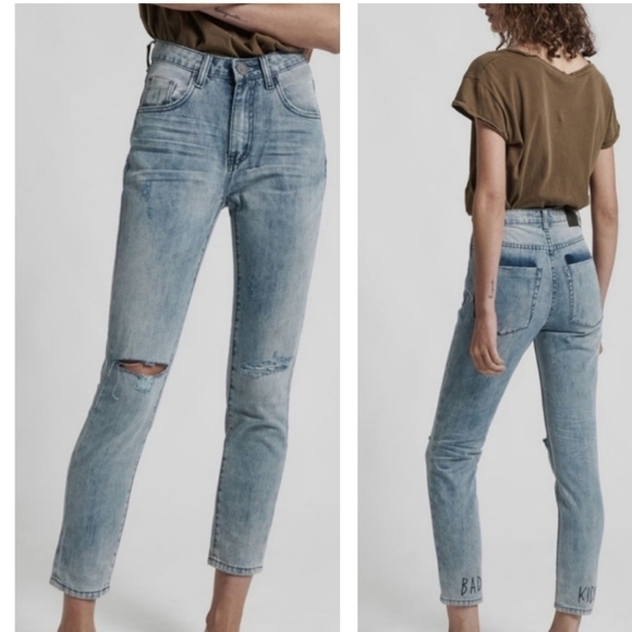 ONE TEASPOON High waist baggies BAD KIDS Embroidered Jeans Size 25 - Picture 1 of 15